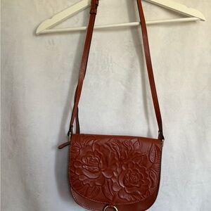 Elegant Brown Floral Embossed Crossbody Bag mini brownish color